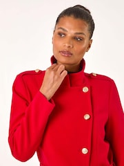 Roman Red Funnel Neck Buttoned Coat - Image 5 of 5