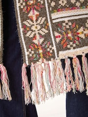 Roman Green Nordic Pattern Fringe Hem Cardigan - Image 5 of 5