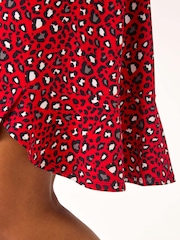 Roman Red Animal Print V-Neck Ruched Stretch Dress - Image 5 of 5