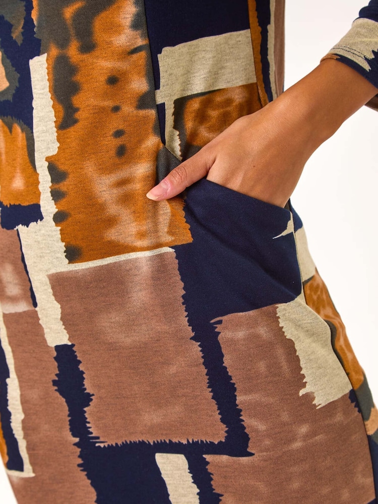 Amarelo - Roman com Print bolso geométrica Dress - Imagem 5 de 5
