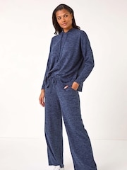 Roman Blue Soft Touch Wide Leg Trousers - Image 1 of 5