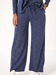 Roman Blue Soft Touch Wide Leg Trousers - Image 4 of 5
