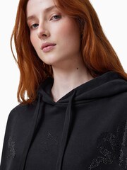 AllSaints Black Etie Embroidery Rose 100% Organic Cotton Hoodie - Image 3 of 7