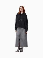 AllSaints Black Etie Embroidery Rose 100% Organic Cotton Hoodie - Image 4 of 7