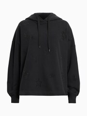 AllSaints Black Etie Embroidery Rose 100% Organic Cotton Hoodie - Image 6 of 7