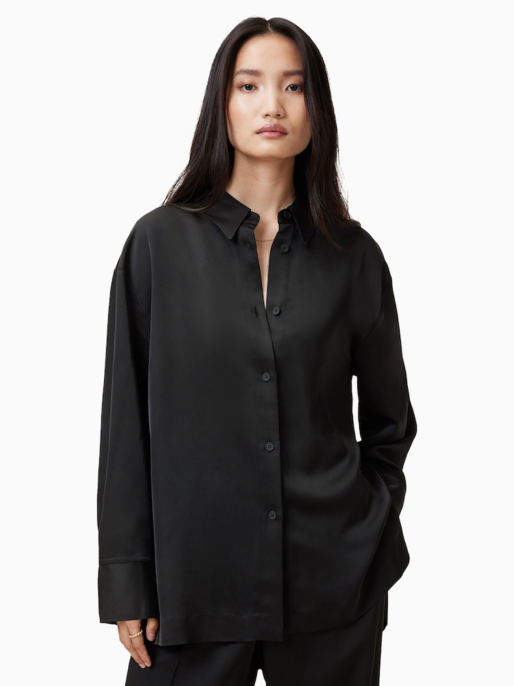 AllSaints Black Myrtle Shirt - Image 1 of 6