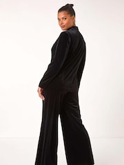 Roman Black Velvet Double Breasted Blazer - Image 3 of 5