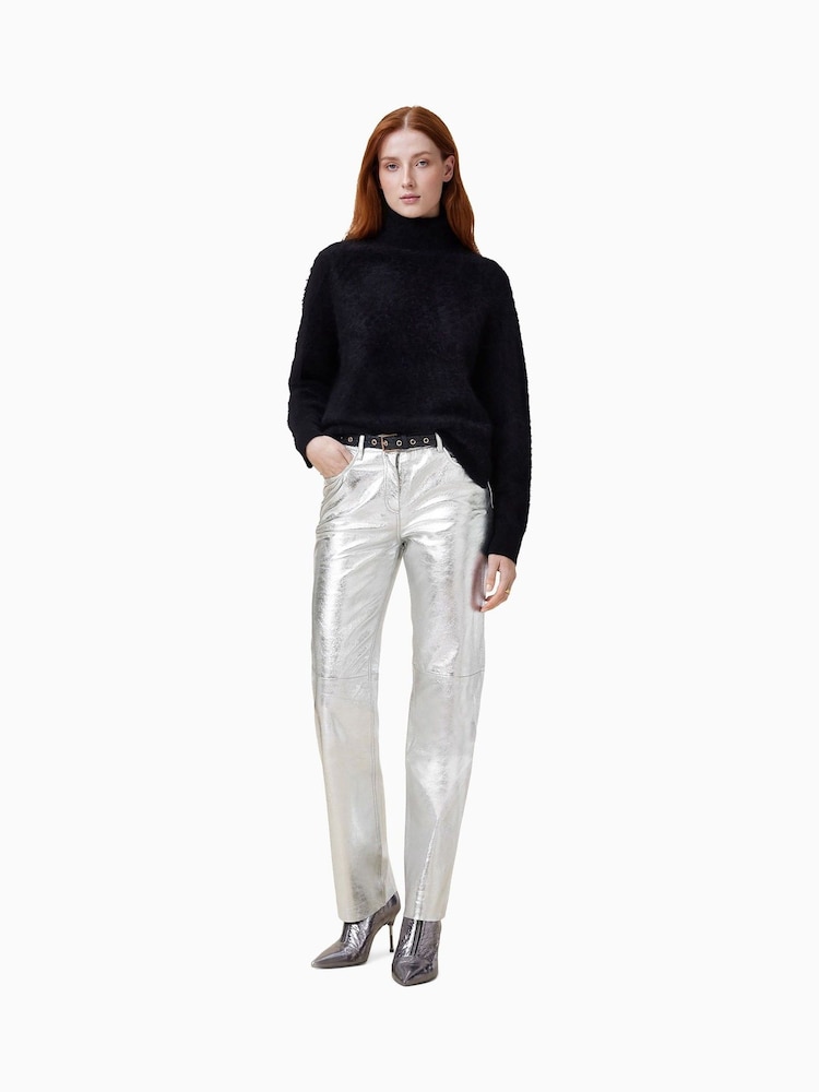 AllSaints Silver Saige Foil Trousers - Image 1 of 6 AllSaints Silver Saige Foil Trousers - Image 1 of 6