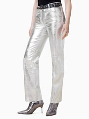 AllSaints Silver Saige Foil Trousers - Image 2 of 6