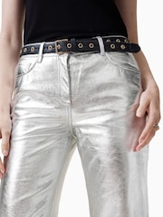 AllSaints Silver Saige Foil Trousers - Image 3 of 6