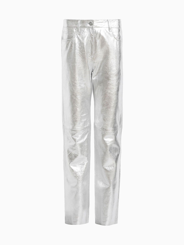 AllSaints Silver Saige Foil Trousers - Image 6 of 6 AllSaints Silver Saige Foil Trousers - Image 6 of 6