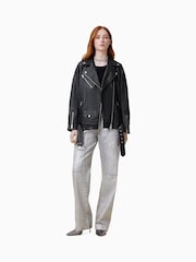 AllSaints Black Billie Pearly Biker Jacket - Image 3 of 8
