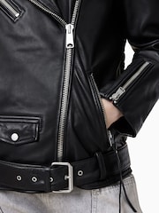 AllSaints Black Billie Pearly Biker Jacket - Image 5 of 8