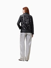 AllSaints Black Billie Pearly Biker Jacket - Image 7 of 8