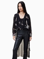 AllSaints Black Avala Top - Image 1 of 6