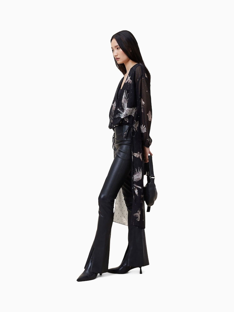 AllSaints Black Avala Top - Image 4 of 6