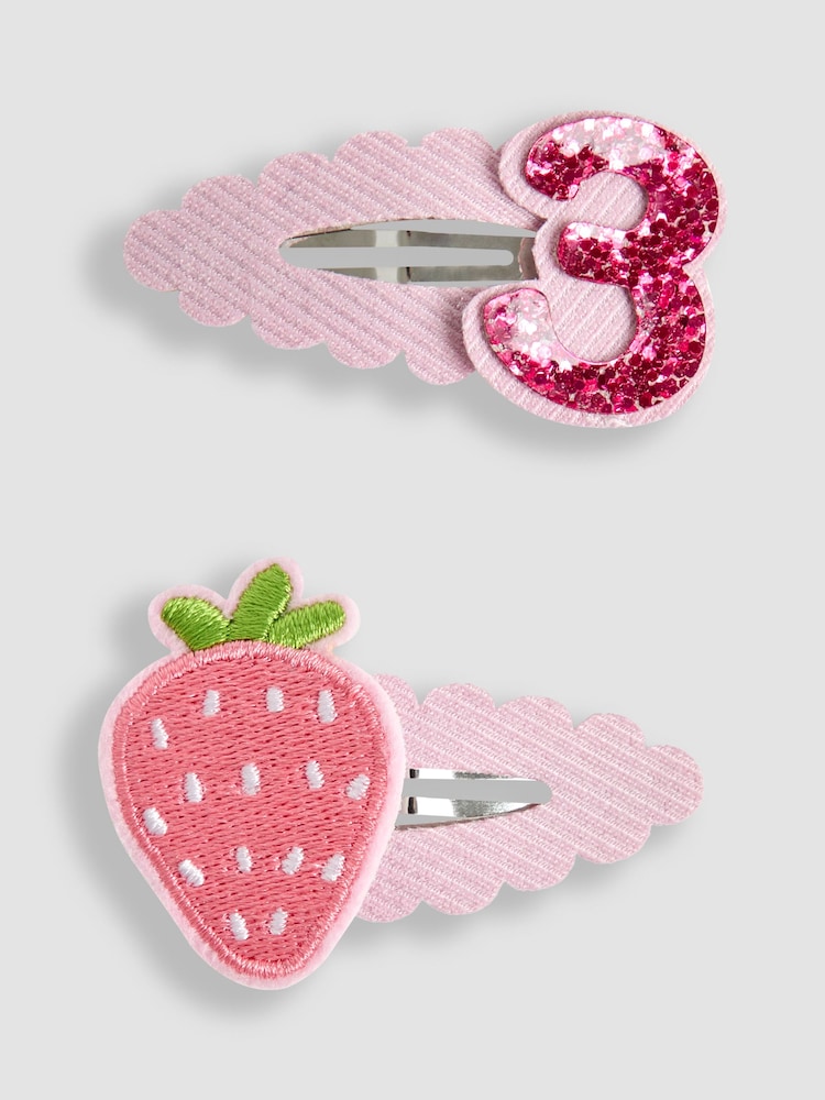 JoJo Maman Bébé Pink 2 Pack 3rd Birthday Clips - Image 1 of 3