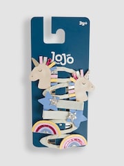 JoJo Maman Bébé Blue Unicorn Clips 6 Pack - Image 1 of 3