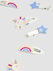 JoJo Maman Bébé Blue Unicorn Clips 6 Pack - Image 3 of 3