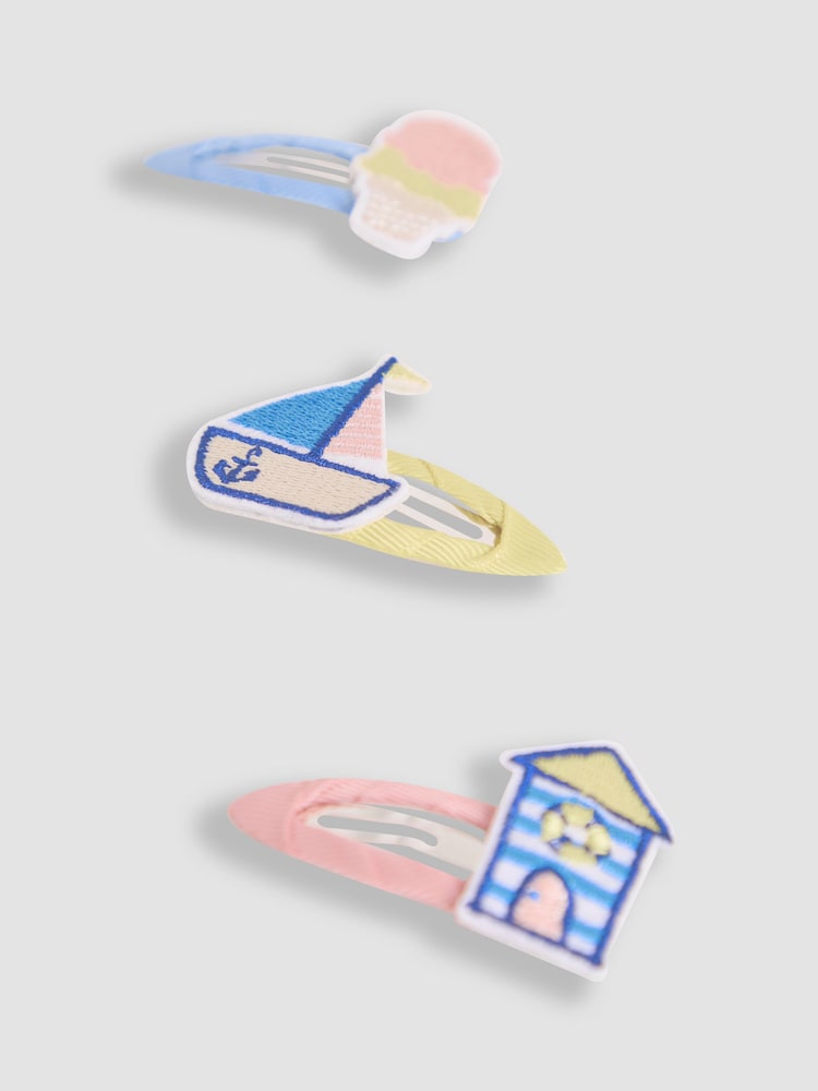 JoJo Maman Bébé Blue Beach Hut Clips 3 Pack - Image 2 of 3