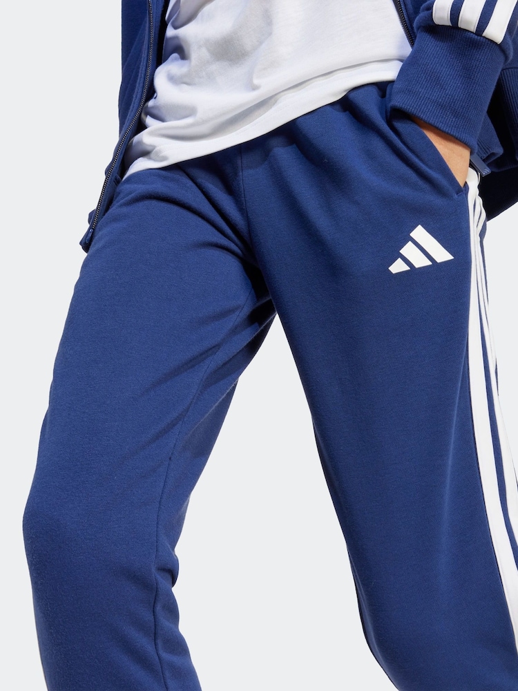 adidas Blue Essentials Tiberio 3-Stripes French Terry Kids Tracksuit - Image 5 of 8