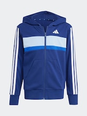 adidas Blue Essentials Tiberio 3-Stripes French Terry Tracksuit Kids - Image 7 of 8