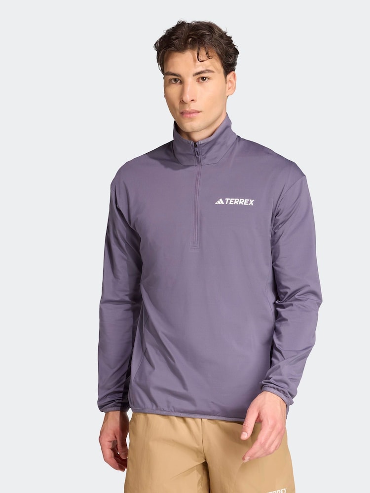 adidas Purple Terrex Multi CLIMAWARM Half-Zip Tech Fleece Jacket - Image 1 of 6 adidas Purple Terrex Multi CLIMAWARM Half-Zip Tech Fleece Jacket - Image 1 of 6