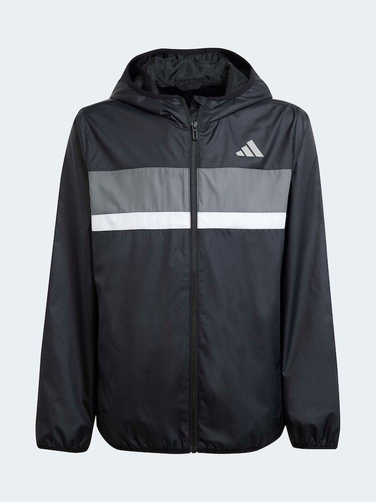 adidas Black Tiberio Kids Windbreaker - Image 6 of 6