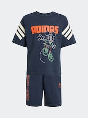 adidas Blue Disney Mickey Mouse T-Shirt and Shorts Set Little Kids - Image 5 of 7