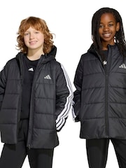 adidas Black Essentials 3-Stripes Padded Kids Jacket - Image 1 of 8