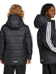 adidas Black Essentials 3-Stripes Padded Kids Jacket - Image 2 of 8
