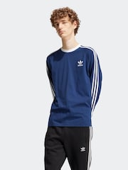 adidas Originals Blue Adicolor Classics 3-Stripes Long Sleeve Long-Sleeve Top - Image 1 of 7
