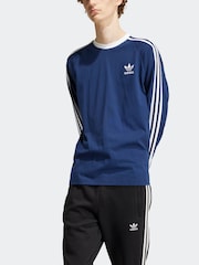 adidas Originals Blue Adicolor Classics 3-Stripes Long Sleeve Long-Sleeve Top - Image 2 of 7