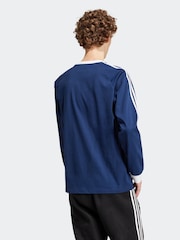 adidas Originals Blue Adicolor Classics 3-Stripes Long Sleeve Long-Sleeve Top - Image 3 of 7