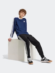 adidas Originals Blue Adicolor Classics 3-Stripes Long Sleeve Long-Sleeve Top - Image 4 of 7