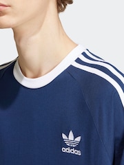 adidas Originals Blue Adicolor Classics 3-Stripes Long Sleeve Long-Sleeve Top - Image 5 of 7