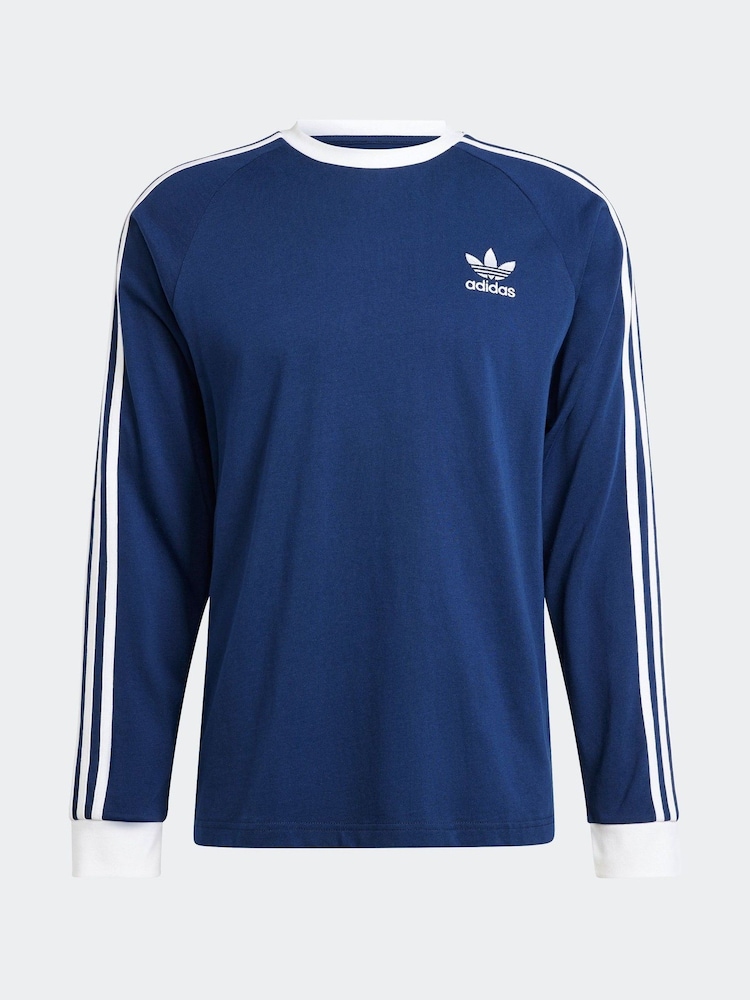 adidas Originals Blue Adicolor Classics 3-Stripes Long Sleeve Long-Sleeve Top - Image 7 of 7