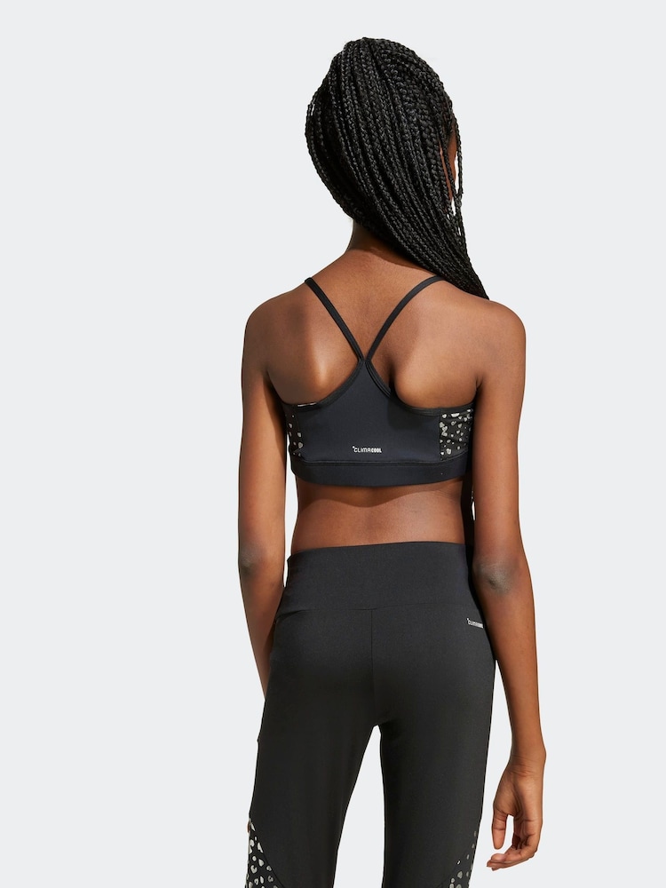 adidas Black Train Essentials Glam Print Kids Bra - Image 2 of 7