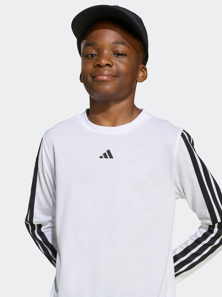 adidas White Train Essentials Longsleeve Kids T-shirt - Image 1 of 4