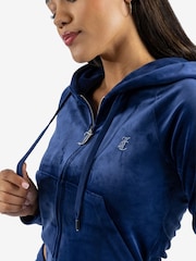 Juicy Couture Blue Classic Velour Hoodie With Juicy Logo - Image 5 of 7