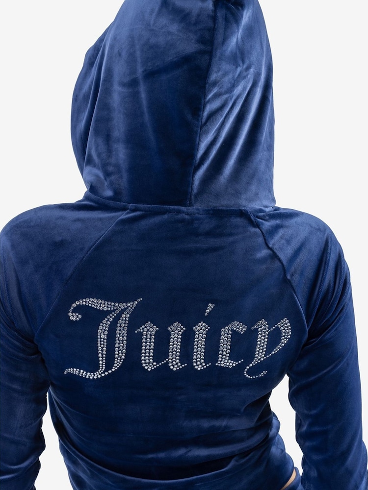 Juicy Couture Blue Classic Velour Hoodie With Juicy Logo - Image 7 of 7 Juicy Couture Blue Classic Velour Hoodie With Juicy Logo - Image 7 of 7