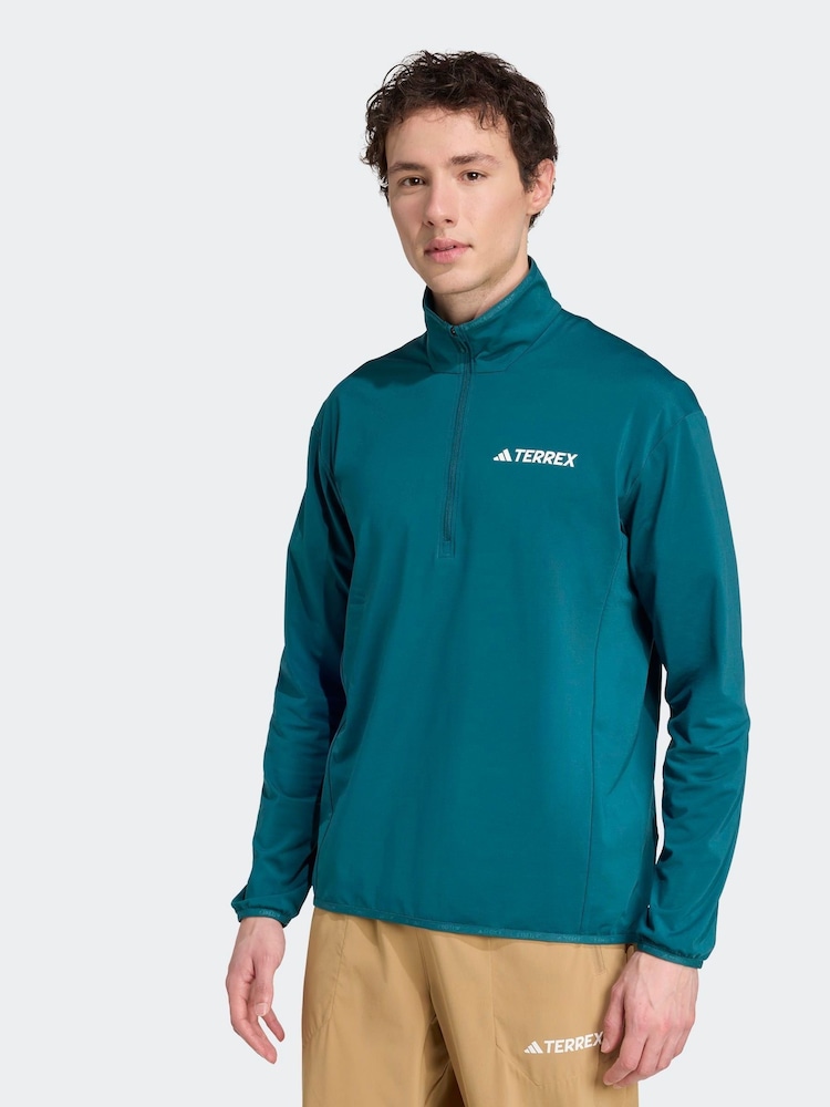 adidas Green Terrex Multi CLIMAWARM Half-Zip Tech Fleece Jacket - Image 1 of 5 adidas Green Terrex Multi CLIMAWARM Half-Zip Tech Fleece Jacket - Image 1 of 5