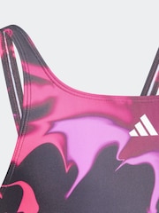 adidas Purple Tie Dye V-Back Kids Swimsuit - Image 3 of 5