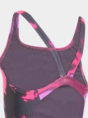 adidas Purple Tie Dye V-Back Kids Swimsuit - Image 4 of 5