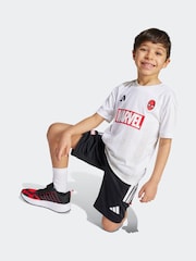adidas White Marvel Spider-Man T-Shirt and Shorts Set Little Kids - Image 1 of 5