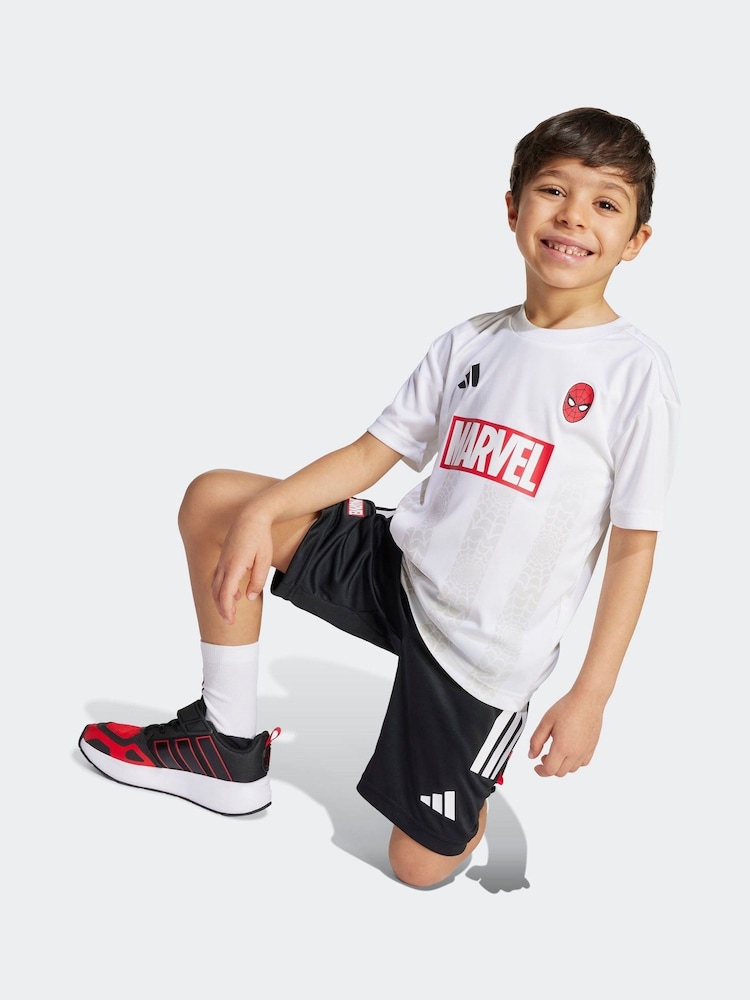 adidas White Marvel Spider-Man T-Shirt and Shorts Set Little Kids - Image 1 of 5