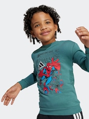 adidas Green Marvel Spider-Man Sweatshirt and Jogger Little Kids - Image 4 of 5