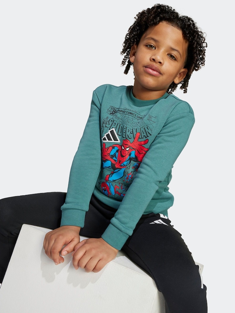 adidas Green Marvel Spider-Man Sweatshirt and Jogger Little Kids - Image 5 of 5