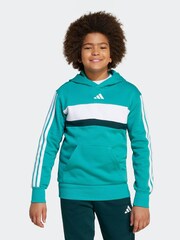 adidas Green Seasonal Essentials Tiberio 3-Stripes Fleece Hoodie Kids - Image 1 of 6