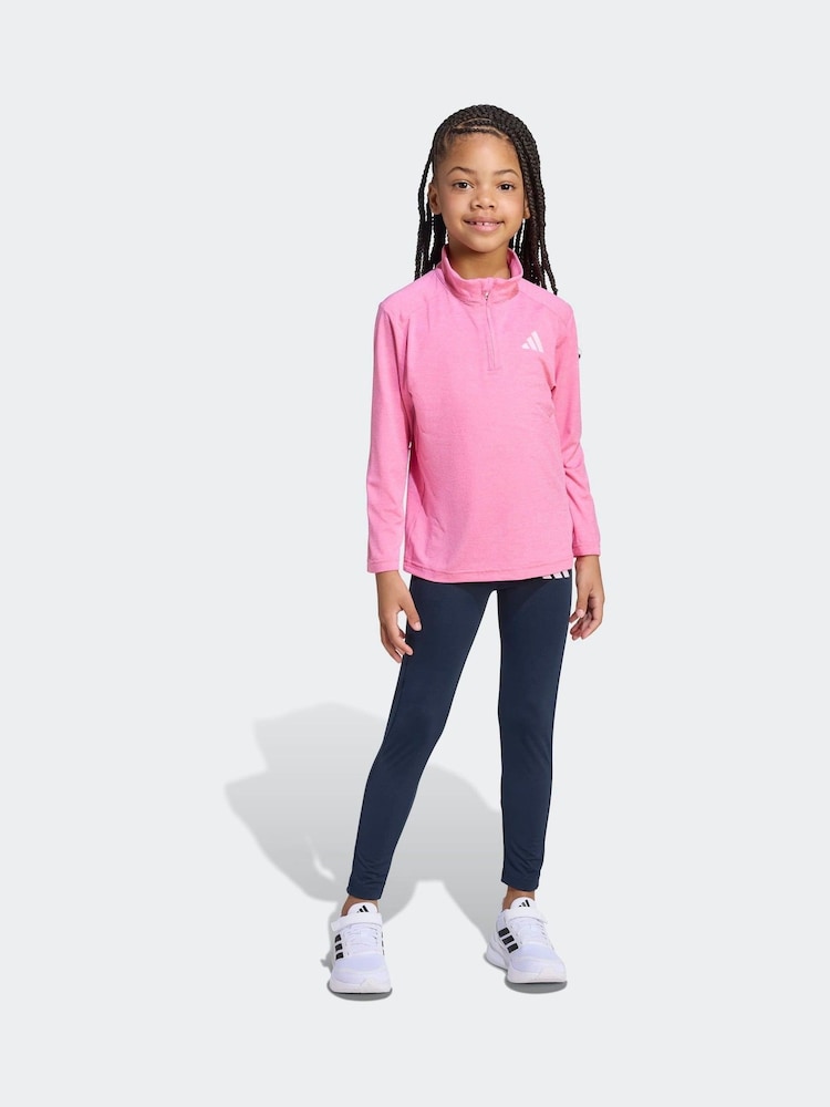 adidas Pink Sports Quarter Zip and Leggings Kids Set - Image 1 of 8 adidas Pink Sports Quarter Zip and Leggings Kids Set - Image 1 of 8